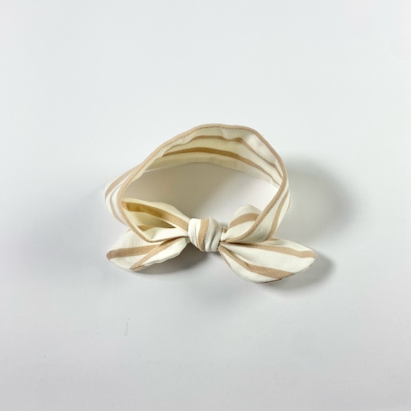 Mocha and Cream Stripe Baby Bow Headband - Picture 5 of 5